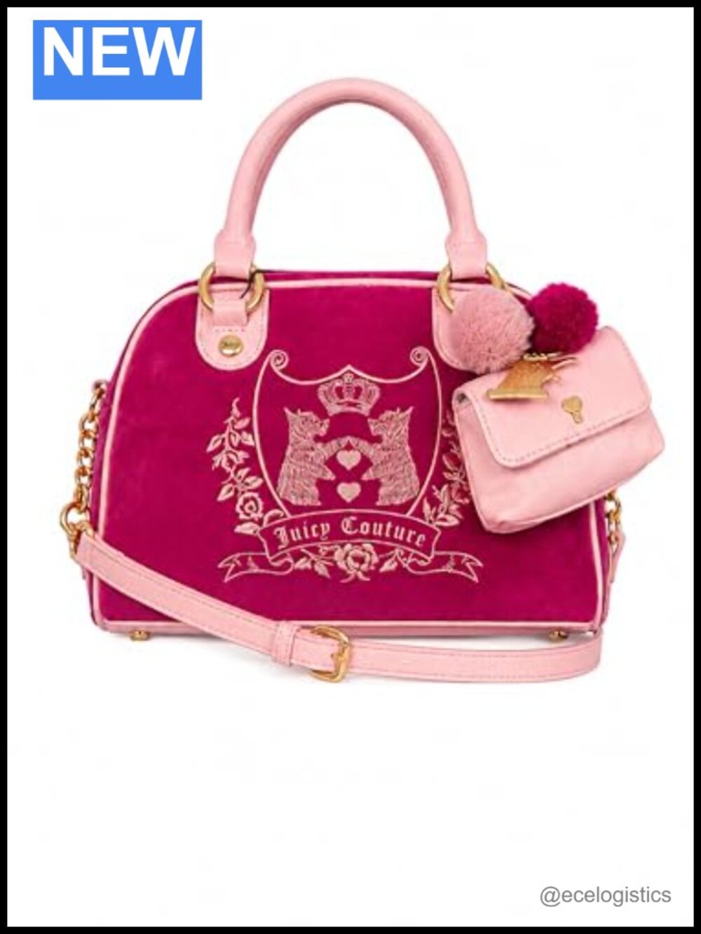 Faux Leather Velvet Satchel Handbag with Crossbody Strap, Tote Purse
